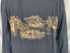 North River Mens Shirt Large Deer Rut Black Graphic Cotton Easy Care