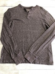 Merona Henley Shirt Mens Medium Gray Long Sleeve Tagless Jersey Tee Casual