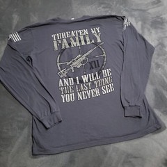 Protect Family 2nd Amendment Tactical Lrg Shirt AR Scope Bullet Hole Sniper Guns