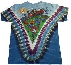 Grateful Dead Shirt Mens Large Tie Dye Casey Jones Train Liquid Blue 2011