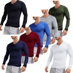 Men Long Sleeves Crew Neck Thermal Slim Fit Undershirt Base Layer Pullover Shirt