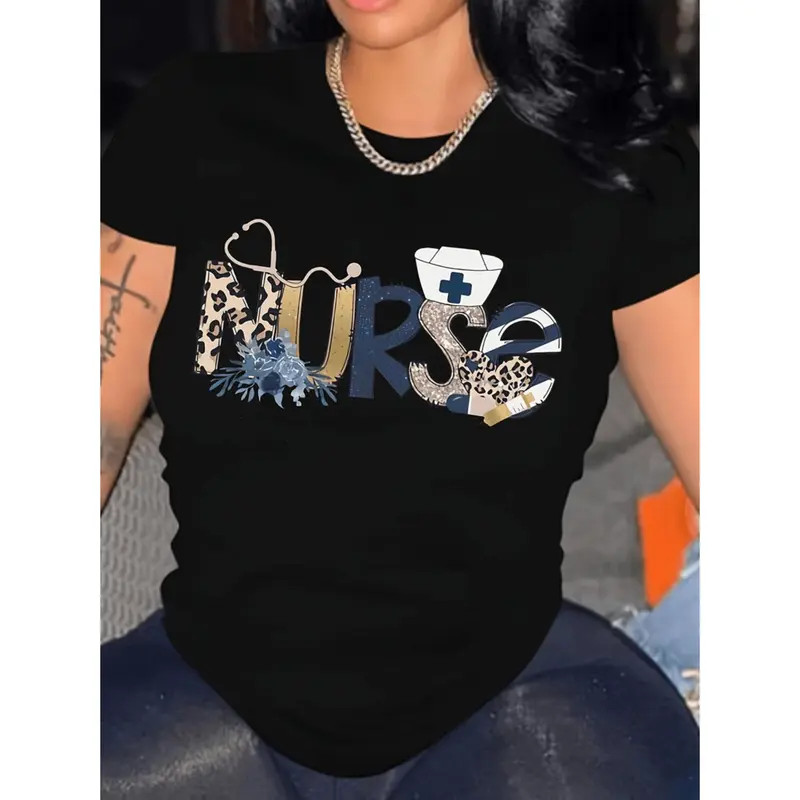 Women’s Nurse Graphic T-Shirt – Professional Healthcare Crewneck Tee