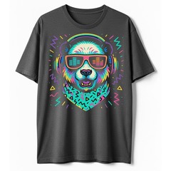 Retro DJ Panda T-Shirt, Headphones Rave EDM Festival Tee Vaporwave Music Gift