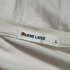 Marine Layer Shirt Mens Large White Striped Long Sleeve Crew Neck Relaxed Logo