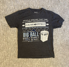 Ripple Junction Doctor Who TARDIS Logo Gray Graphic Crew Neck Short Sleeve Tee M