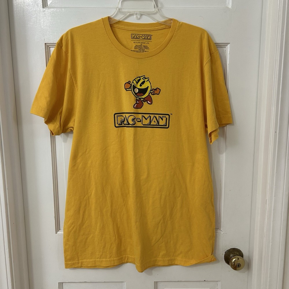 Pac-Man Short Sleeve Yellow Cotton Graphic T-Shirt By C-Life Group Men’s Sz XL