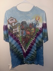 Vintage Grateful Dead Casey Jones Train Liquid Blue Tie Dye Mens T-shirt XL