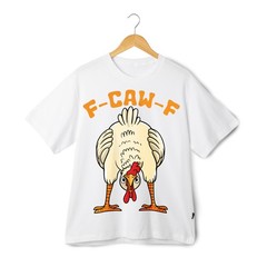 Unisex Tshirt F-Caw-F Funny Chicken Graphic Black White Soft Casual Style