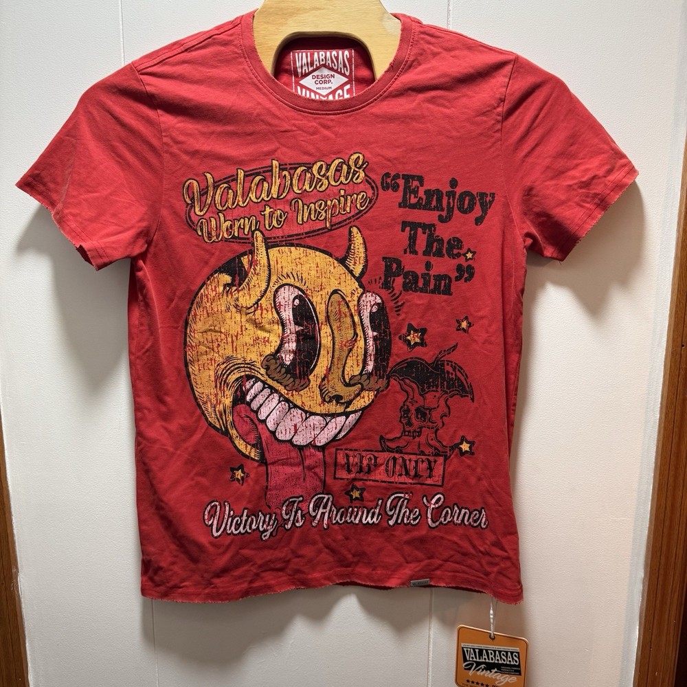 Valabasas VIP VICTORY Tee Vintage Red Men’s Size Medium T Shirt NEW WITH TAGS