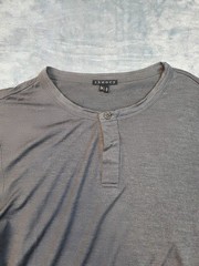 THEORY Long Sleeve HENLEY Collared Shirt Men’s MEDIUM M Gray SILK WOOL Thin Knit