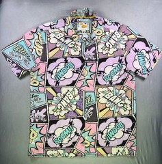 NWOT OH SNAP MENS SHIRT COMIC RHINESTONE STRETCH L MULTICOLOR – RAVE DANCE PARTY