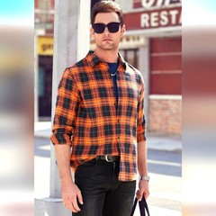 JMIERR Men’s Flannel Shirt size L Long Sleeve Button-Down Plaid Black Cotton