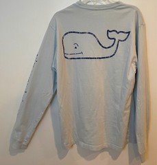 Vineyard Vines Mens Size XS LS Crewneck T Shirt Whale with Pocket Blue