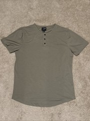 Cuts Clothing Shirt Mens XL Olive Green Curve-Hem Short Sleeve Henley Tee