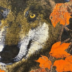 Vintage 90s Springhill Wild Wolf Autumn Art Shirt Large 22×22 Boxy Black