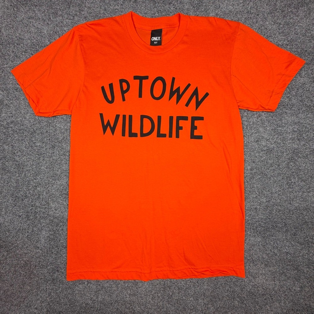 Only NY Uptown Wildlife Crew Neck Cotton T-Shirt Orange Streetwear Size M