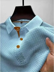 Summer ice silk lapel men’s short-sleeved T-shirt men’s clothing top