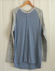 Lularoe Henley T-Shirts Cotton Blend Color Contrast Long Sleeve Hi-Low Size L