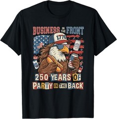 Funny Eagle Mullet Merica Drinking DTF 250th 4th of July T-Shirt