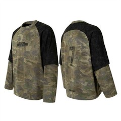 Men’s Restarall Camo Layered Long Sleeve T-Shirt Streetwear Y2K Oversized M-XXL