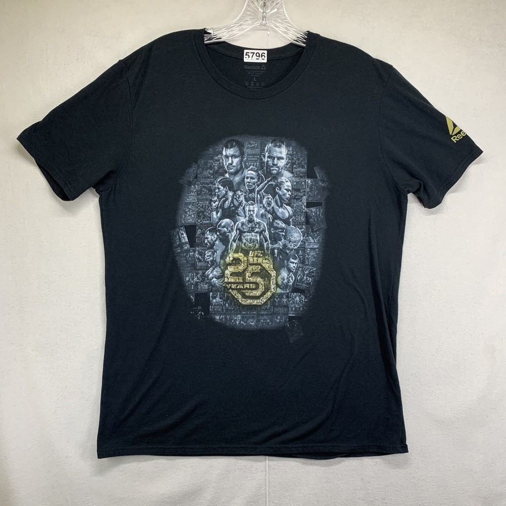 Men’s T Shirt UFC 25 Lots Of Fighters Graphic Reebok Size Medium Thin Black