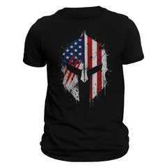 Spartan Helmet T-Shirt American Flag Patriotic Shirt for Men | Military Style
