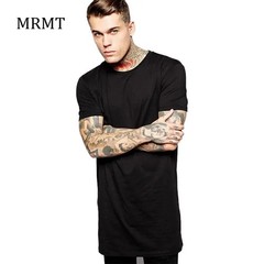 Mens Longline T-Shirt Cotton Hip Hop Extra Long Length White Tall Tee Top