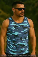 Army Military US American Sleeveless Olive Camo Urban Camouflage Cotton Vest Top