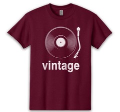 VINTAGE VINYL T SHIRT DJ MUSIC CLASSIC RECORD COLLECTOR TECHNICS 1200 TURNTABLE