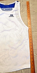Addicted White Navy Blue Logo Mesh Tank Top Sz. L /34 See Thru Sexy Muscle Top