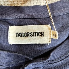 Taylor Stitch Organic Cotton Henley Tee Shirt Mens 40 US M Blue Casual *Spots