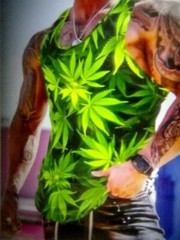 Cannibas deep green leaf size XL 42 chest Pot-Leaf Unisex Sleveless shirt