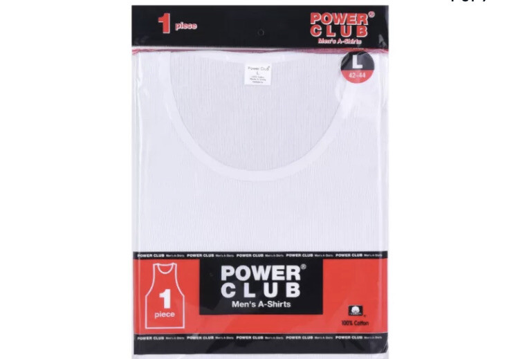 POWER CLUB White A-Shirts 3 Pieces Men size XL 46-48