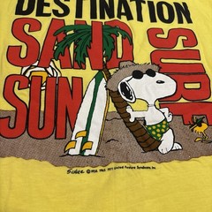 VTG 80’s Destination Surf Snoopy Woodstock Single Stitch Made In USA Artex Large