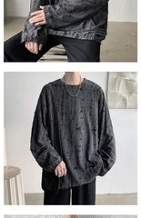 Men’s Distressed Hole Long Sleeve T-Shirt Hip Hop Oversized Harajuku Streetwear