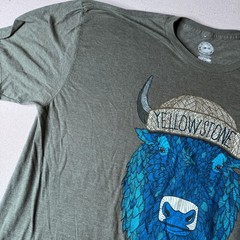 Duck Company Yellowstone National Park Blue Bison Graphic Tee Olive Green 2X