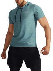 Men’s 3 Pack Dry Fit Running Shirt Workout Athletic Shirt with Hoods,Navy Blu…