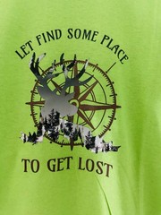 NEW Let Find Some Place To Get Lost Shirt Deer Compass Outdoor Graphic Tee Sz M