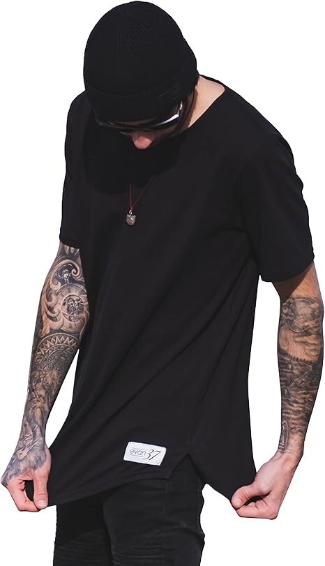 Evan37 Hemp Blend Swoop Cut Ascend Tee – Comfortable, Soft & Durable – SIZE XL