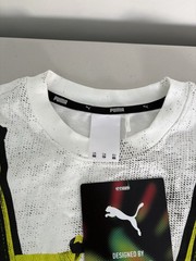 Puma A$Ap Rocky Distressed Seat Belt Graphic White Lime Green T Shirt SAMPLE XXS