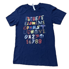 Bella Canvas ABC 123 Graphic T Shirt Men M Blue Alphabet Numeral Learning Print