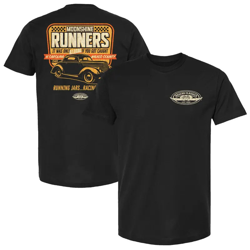 Moonshine Runners NASCAR T-Shirt Racing Graphic Tee Checkered Flag Sports Men