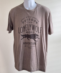 Grey Wolf Tee Shirt Lonely Wolf Bross Adventure Light Brown Size XL Next Level