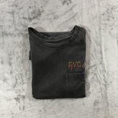 RVCA Shirt Mens Large Gray Aged Dryhand Tee Chest Pocket Til Death Back Graphic