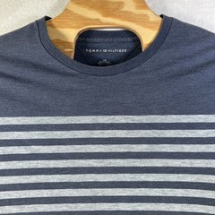 Tommy Hilfiger Men’s Sandbar Crew Neck T-Shirt Slate Blue Light Blue Striped SzL