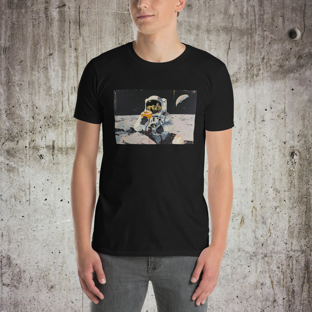 Lunar Donut T-Shirt Astronaut Eating Doughnut in Space Vintage Sci-fi Lunar Gift