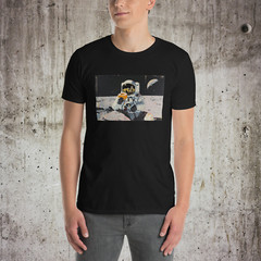 Lunar Donut T-Shirt Astronaut Eating Doughnut in Space Vintage Sci-fi Lunar Gift