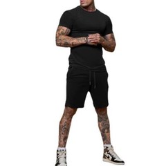 Men’s Summer Outfit 2-Piece Set Sweatsuit Short Sleeve T Shirts & Shorts Set Hot