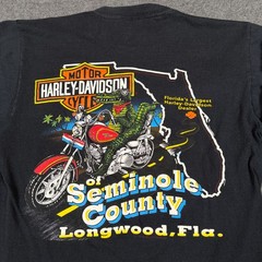 VTG 1991 Harley Davidson Shirt Mens Medium Blue Flames Gator Seminole FL Biker *