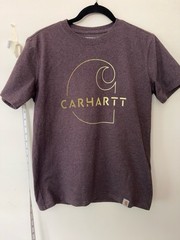Carhartt Loose Fit Graphic Logo T-Shirt Brown Heather Size XS Made in Guatemala